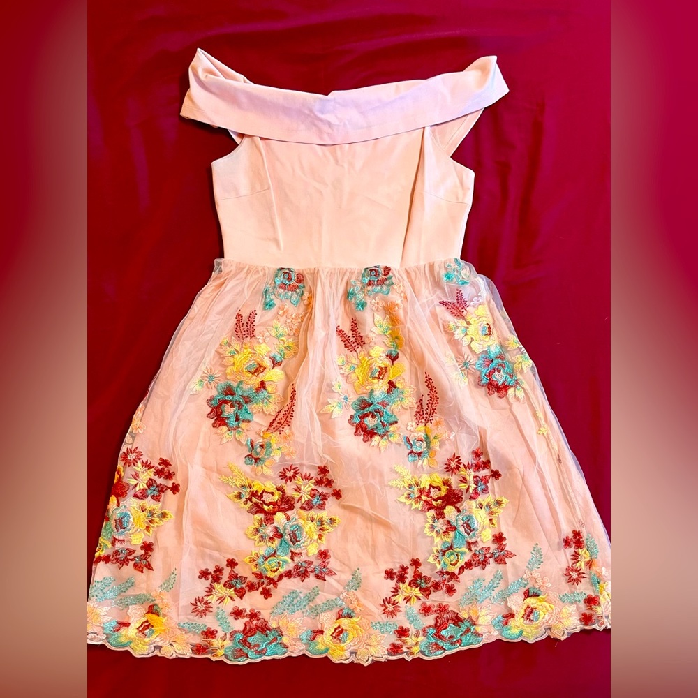 Embroidered Off the Shoulder Dress